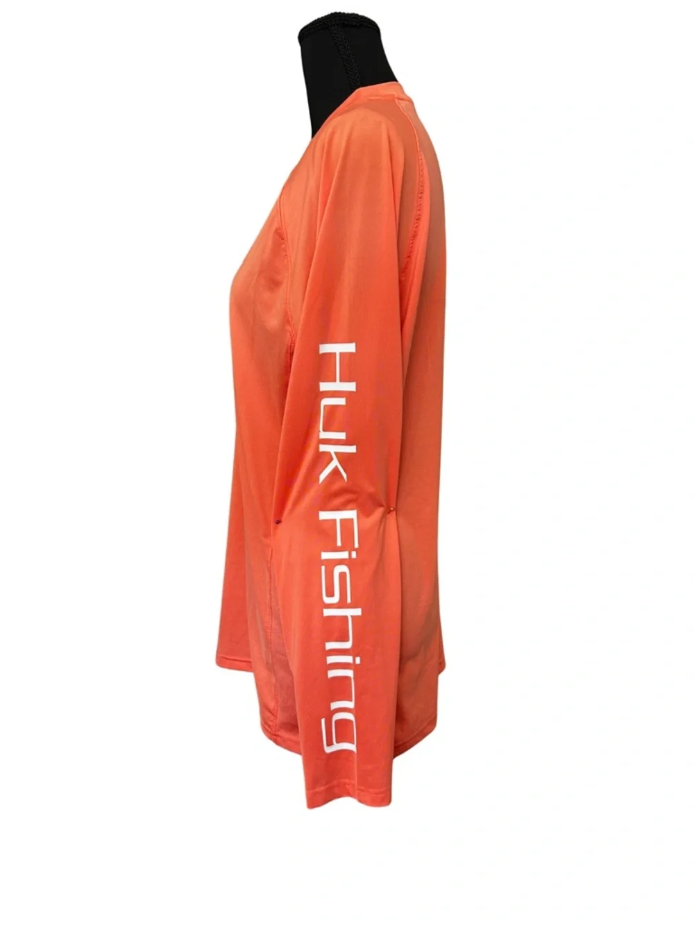 Huk Long Sleeve Performance Shirt in Orange with White Logo - Picture 3 of 4